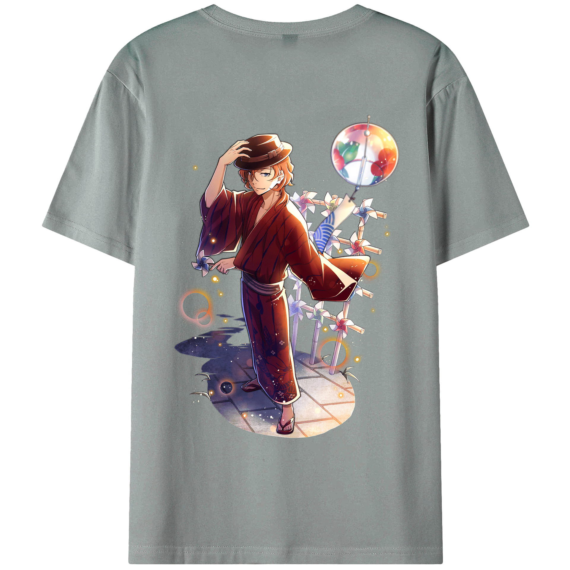 （画像用） 文豪ストレイドッグス Bungo Stray Dogs 綿100％ メンズ半袖Tシャツ（バックプリント） 通気性